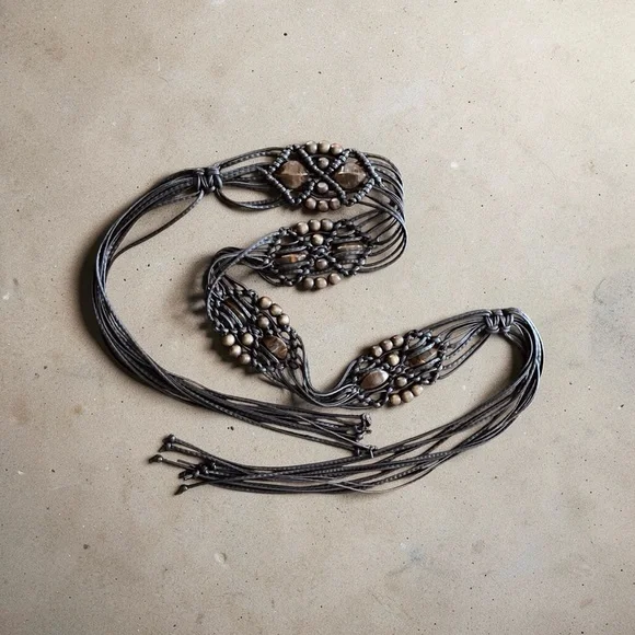 Elegant Beaded Macrame Boho Belt - Picture 2 of 5